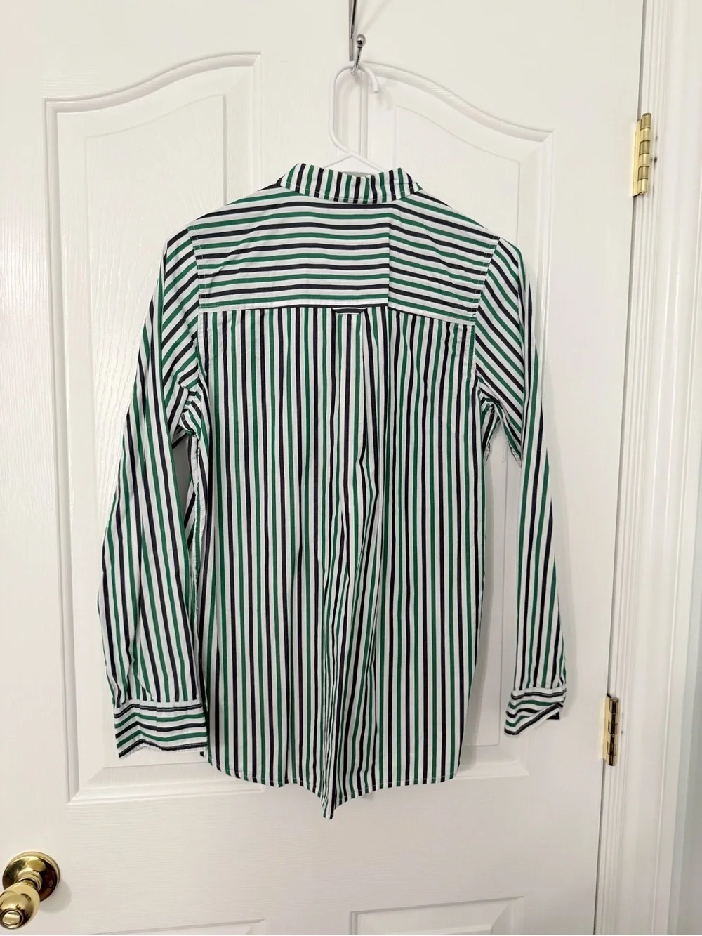 Jcrew Classic Green & Navy Striped WOMen's Button-Up Shirt